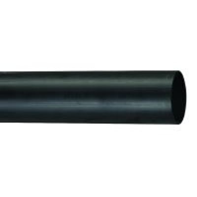 Sort Evopipes KWH Wehopipe PE100-trykrør, 110 mm, PN10 og SDR17, set vandret med rørets åbning synlig.