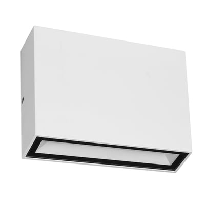 Lumenlight BARI Midi væglampe i hvid med to lysåbninger og sort kant, set skråt nedefra.
