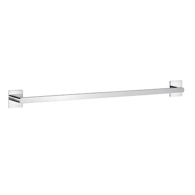 Smedbo Cube enkel håndklædestang i poleret krom, 633 mm bred, med et rent og moderne design på hvid baggrund.