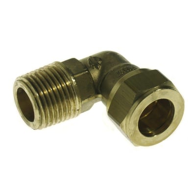Conex kompressionsvinkel i messing, 12 mm x 1/2" gevind, godkendt til PEX og kobberrør.