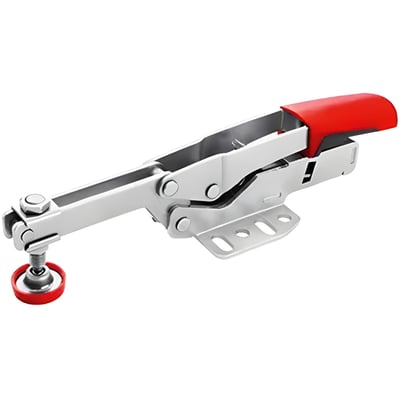 Bessey STC-HH horisontalspænder med rød greb, justerbar trykpude og perforeret grundplade, 40 mm.