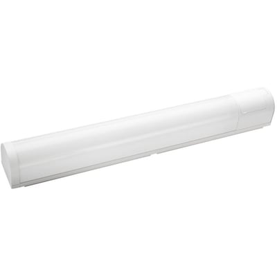 Nærbillede af det hvide SG Armaturen Prelude LED spejlarmatur isoleret mod en hvid baggrund.