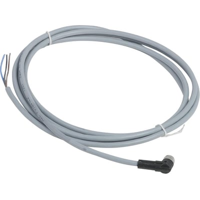 Schneider Electric sensorkabel XZCPV med 4-polet M8 hun vinkelstik, 2 meter PVC i grå farve med afskårne ender.