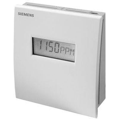 Siemens QPA2062D rumføler til CO2, luftfugt og temperatur med digitalt display, viser 1150 PPM.