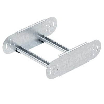 Detaljebillede af OBO Bettermann ledbøjning til kabelstige med sidehøjde 110mm og bredde 400mm, varmgalvaniseret.