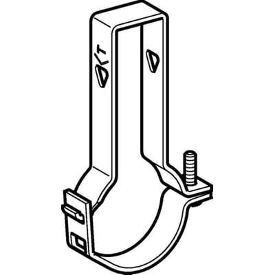 Teknisk skitse af Geberit Pluvia rørbærer for 110mm rør, der viser præcise mål og komponenter.