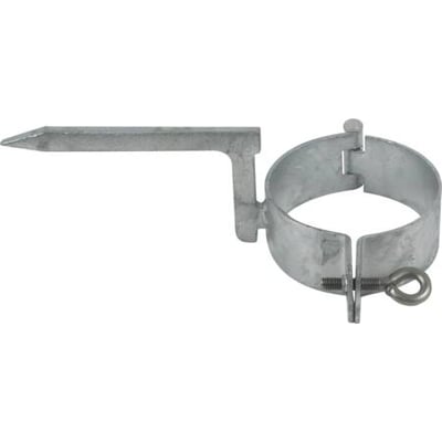 Galvaniseret hængselsstift til mur med en diameter på 87 mm, ideel til fastgørelse af nedløbsrør på murværk.