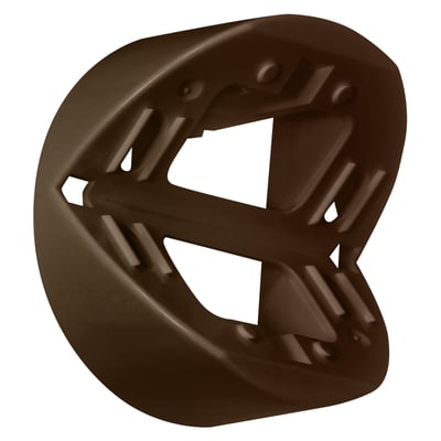 Brun B.E.G. RC-Plus Next hjørnesokkel til montering på ydre hjørner, fremstillet af UV-resistent polycarbonat.