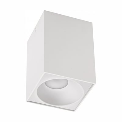 SpectrumLED Chloe Elemento er en hvid, firkantet GU10-lampe med rund åbning i undersiden og uden lyskilde.