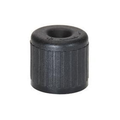 Siemens VXG44.15-0.25 3-vejs ventil med udvendigt gevind, PN16, DN15 og kvs 0.25. Det sorte plastikhus har en riflet overflade og en central åbning.