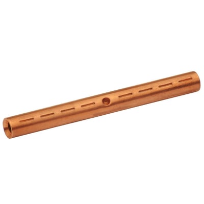 Klauke pressemuffe til kobberkabler, 35 mm² Cu blank, DIN 48085, med synlige pressemarkeringer og midtermarkering.