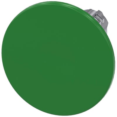 Siemens SIRIUS ACT paddetrykknap med stor rund grøn metalaktuator på 60mm diameter, momentan betjening.