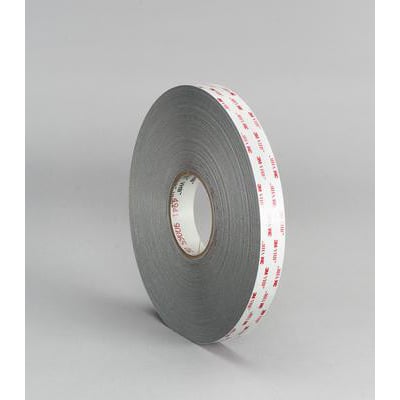 Rulle af 3M VHB Tape 4912F dobbeltklæbende tape i grå med hvidt beskyttelseslag med rødt 3M VHB logo.