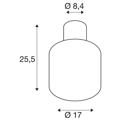 Teknisk tegning af SLV OVALISK loftlampen med dimensioner i mm for højde, bredde og diameter.