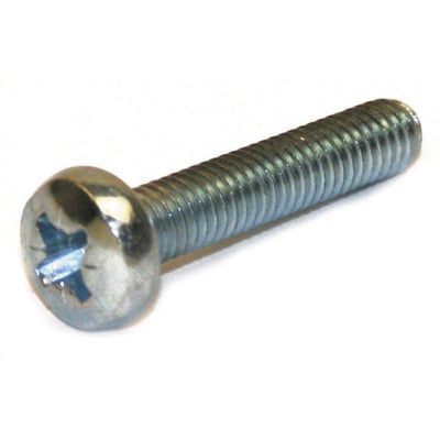 Maskinskrue DIN 7985A, M6x25 med blank el-galvaniseret overflade, panhoved og synlig PZ3-kærv.