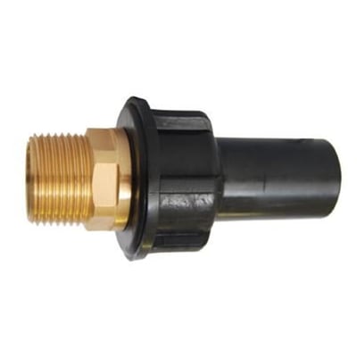 AVK FUSAMATIC el-overgang med 32mm PE-rør og 1" gevind, fremstillet i PE100 materiale.