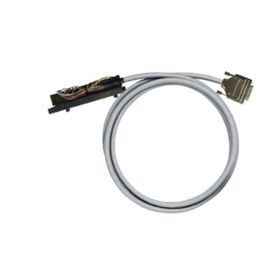 Weidmüller PLC-kabel til digitale signaler med gråt, oprullet kabel og stik i begge ender, 15-polet LiYCY på 3 meter.