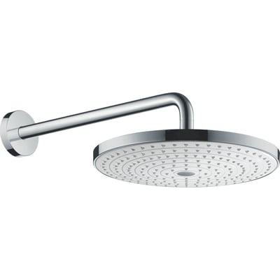 Hansgrohe Raindance Select S 300 2jet hovedbruser med lige monteringsarm i krom og hvid/krom bruserhoved.