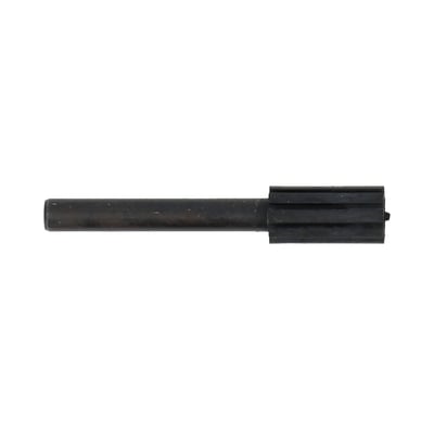 Slibebåndshoved fra Norton, 10x20 mm, set fra siden med 6 mm skaft, fremstillet af sort hård gummi.