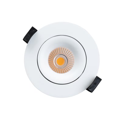 Top view af hvid SLC OnePro LED downlight med 12W effekt og synlig lysdiode i midten.