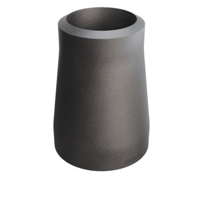 Konisk reduktion i P235GH stål med dimensioner 26,9 x 2,3 mm til 21,3 x 2,0 mm, set skråt forfra på hvid baggrund.