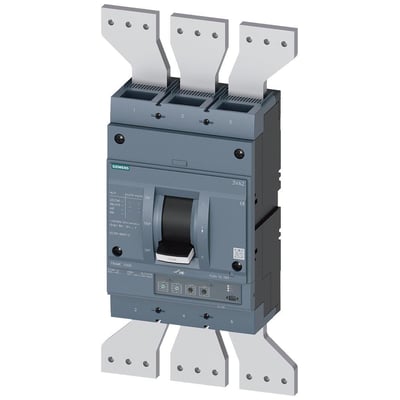 Siemens 3VA2 maksimalafbryder, 3-polet, 1250A, med frontmonterede tilslutningsklemmer og et tydeligt betjeningshåndtag.
