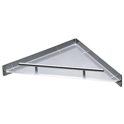 Cool Line hjørnehylde i børstet stål med målene 230 x 230 mm, ideel til badeværelset.