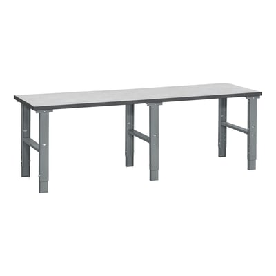 WFI filebænk HD 500 med vinylbordplade, 2500x800 mm, fremstillet af slidstærkt stål og vinyl. Bænken er vist fra siden med justerbare ben.