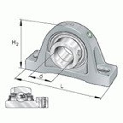 Schaeffler INA RASE40-XL-N spændingslejeenhed af støbejern med dimensioner og monteringsdetaljer vist.