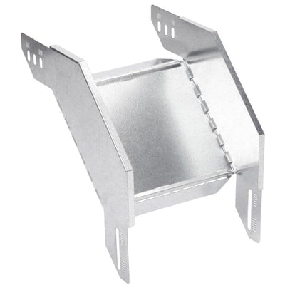 90 graders udvendig bøjning til kabelbakker i el-forzinket stål, 60Hx200x1mm, vist isoleret på hvid baggrund.