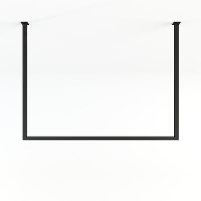 Metallbude Rubi lofthængt tøjstativ i sort metal, viser et 60x60 cm firkantet design uden tøj.