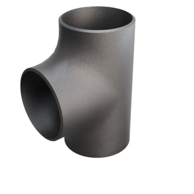 En grå P235GH tee med dimensionerne 88,9 x 3,2 mm, fremstillet i stål med en mat overflade.