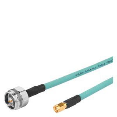 Siemens RCOAX kabel med N-connect han og R-SMA han stik i lyseblå farve, 1 meter langt.