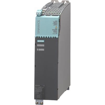 Siemens Sinamics S120 aktiv linjemodul med 92A, 3AC 380-480V input og DC 600V output, vist fra siden med synlige terminaler og køleprofil.