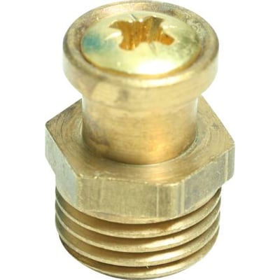 Nærbillede af Milton Megatherm gasprøvestuds i messing, viser 1/4" gevind og studs til nippel samling.