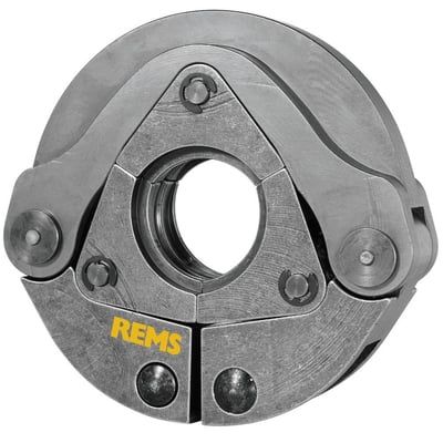 Rems pressring M42 (PR-3S) i grå metal, der viser det sammenfoldelige design og 'Rems'-logo på den ene halvdel.