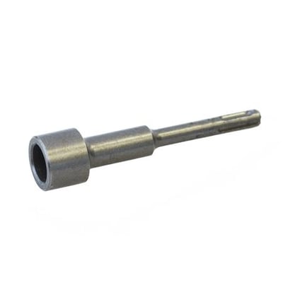 Nærbillede af Baier jordspydsadapter DRC17, visende SDS-plus SDS-plus spidsen og den solide metalfinish.