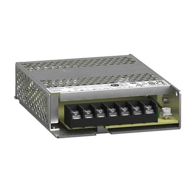 Schneider Electric Modicon Power ABLP strømforsyning, 24V 4,5A, med 6 terminaler og perforeret metalkabinet.
