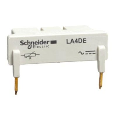 Schneider Electric LA4DE varistor til transientbeskyttelse, 24-48V AC/DC, med stikben.