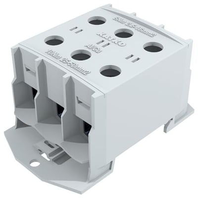 Katko AL/CU klemme i grå plast med plads til tre ledere og specificeringer 3X2,5-50MM², 160A.