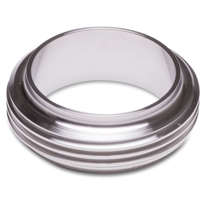 Svejsenippel i rustfrit stål 316l med en udvendig diameter på Ø25x1,2 mm og rillede kanter, præsenteret på en hvid baggrund.