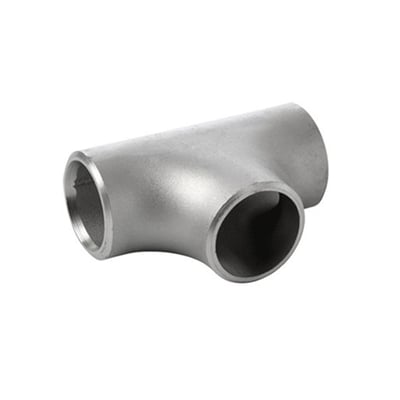 Rustfrit stålt-stykke med 8" dimension, svejst presset og egnet til drikkevandsinstallationer.