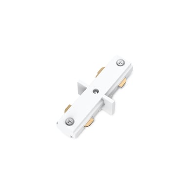 Hvidt Philips EasyLink I-stik til lysskinner, vist skråt oppefra med synlige skruer og metalfarvede kontakter.