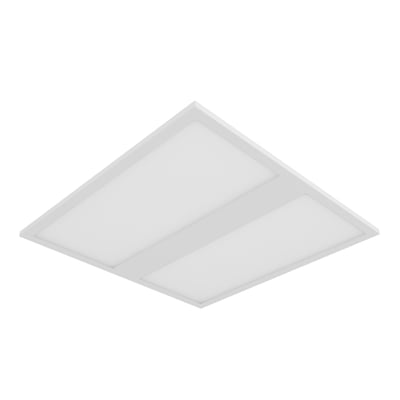Hvidt, kvadratisk LEDVANCE Protect Zigbee Direct Easy LED-panel med to store lysfelter, 600 × 600 mm.