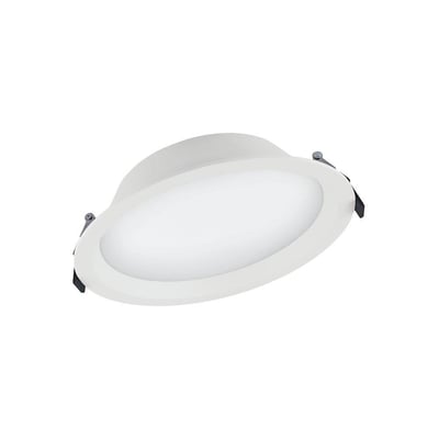 Underside af Ledvance Downlight LED 25W 4000K 2370lm i hvidt aluminium med monteringsclips.