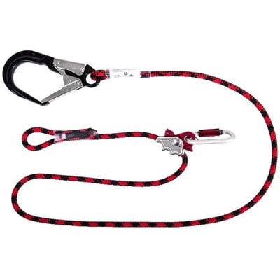 Cresto Safety støtteline 2343-2 i rød og sort, 2 meter lang med enhåndsjustering og aluminium storkrog.