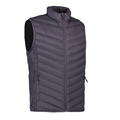 ID Identity herre bodywarmer i silver grey, størrelse L, med vatterede diagonale kanaler og lynlåslommer.