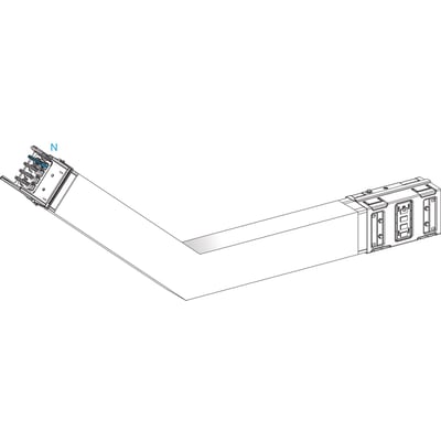 Schneider Electric Canalis vinkel 1000A op på mål, KSA1000DLE43B, illustreret med sine justerbare dimensioner.