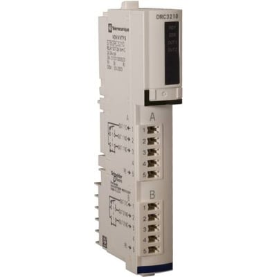 Schneider Electric Modicon STB KIT, et modulopbygget distribueret I/O-system med 2 solid state relæ udgange og tilslutningsklemmer. Mærket DRC3210.