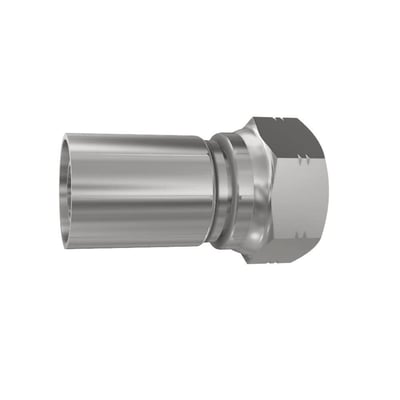 Parker 1B548 indstiksfitting i stål til 3/8" slange med 1/2" BSP-omløber, vist skråt fra siden.